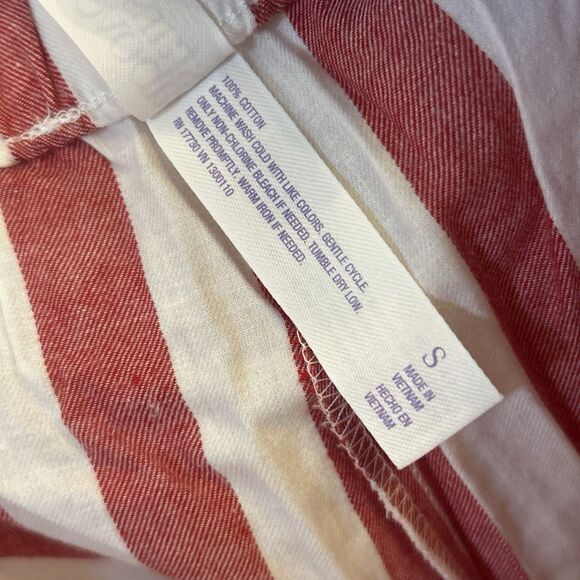 NWT Stars Above Women's Linen Blend Striped Pajama Shorts Small Red White - Picture 4 of 16